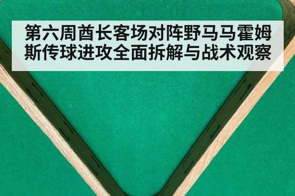 第六周酋长客场对阵野马马霍姆斯传球进攻全面拆解与战术观察
